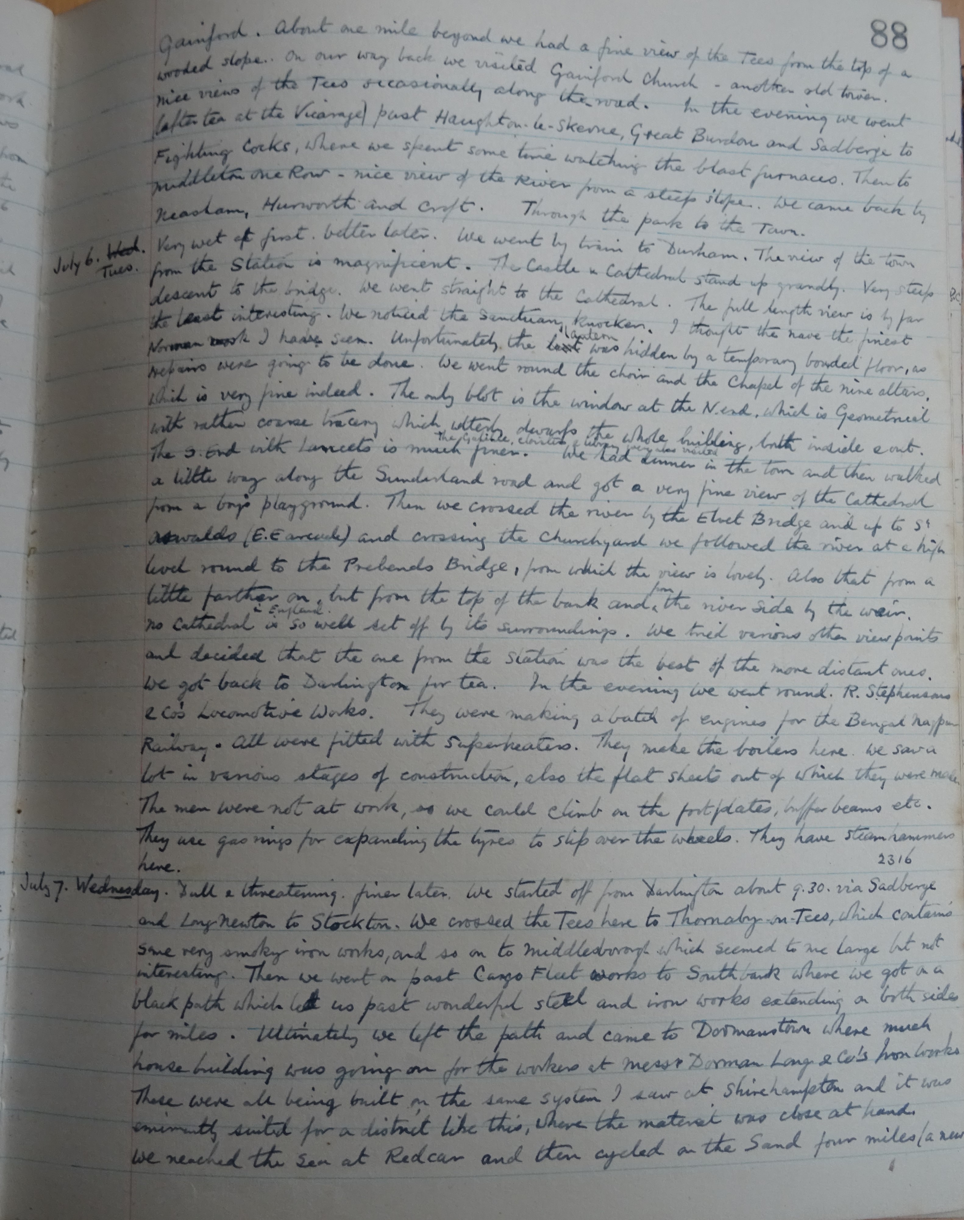 Charles Binyon's diary July 1920 The Badsey Society